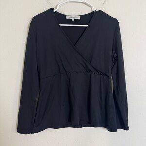 Anne Fontaine surplice Black Long Sleeve Top